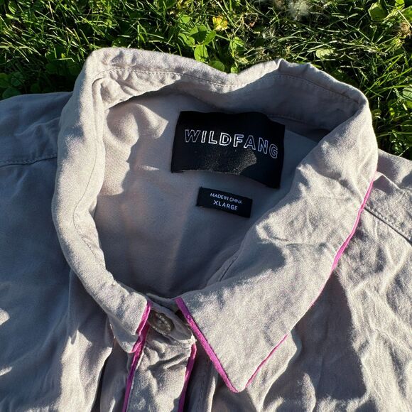 Wildfang Gray Piped Hem Button-Down Shirt - Picture 3 of 3